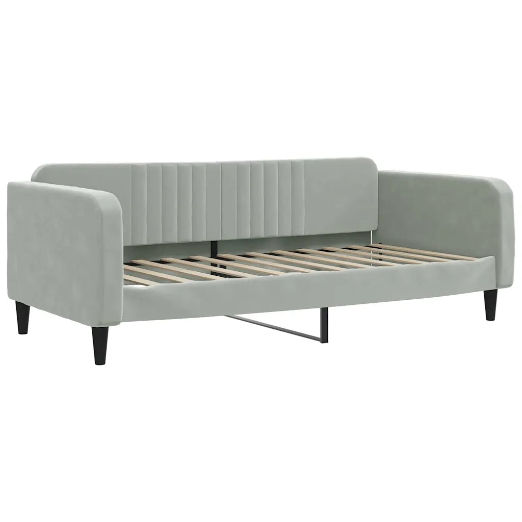 Divano Letto Estraibile Materassi Grigio Chiaro 100x200 Velluto