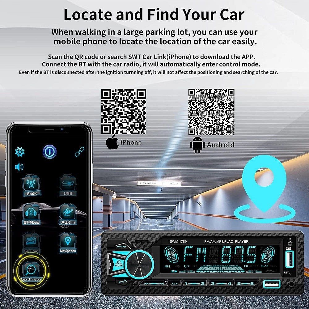 Trade Shop - Autoradio Bluetooth 5.1 Vivavoce 1 Din Aux Mp3 2 Usb Am Fm Display Lcd 1801 24v -