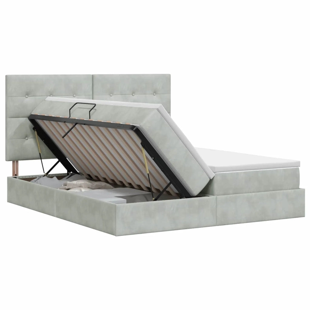 Letto con Contenitore Grigio Chiaro 180 x 200 cm Velluto 3459825