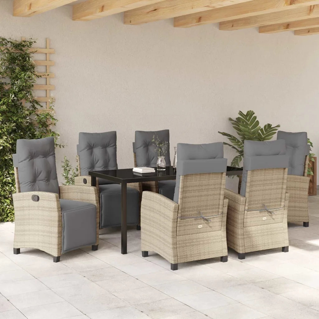 Set da Pranzo per Giardino con cuscino 7 pcs Beige polyrattan 3380453