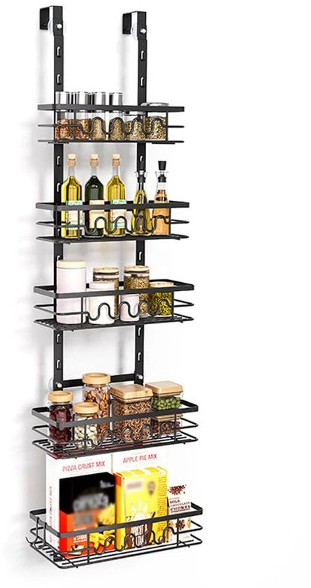 Organizzatore appeso - Raccogli rifiuti cucina e bagno - 5 contenitori - Nero - Metallo