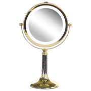 Specchio da tavolo double face per trucco a LED metallo dorato ø 13 cm 1x / 5x