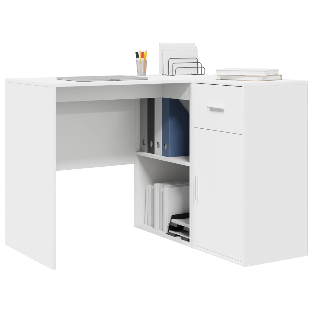Scrivania Angolare Bianca 102x88x75 cm Legno Ingegnerizzato