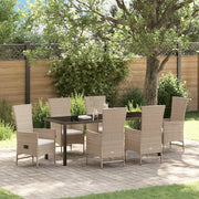 Set da Pranzo per Giardino con cuscino 7 pcs Beige polyrattan 3379469