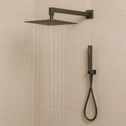 Set per doccia soffione quadro in acciaio inox 25x25 millimetri canna di fucile *** finitura- canna di fucile, confez...