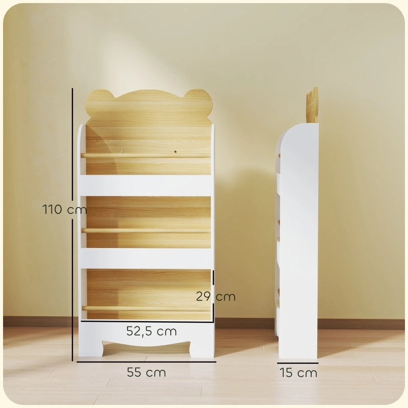 Libreria per bambini con 3 ripiani, scaffale portaoggetti in legno, scaffale per giocattoli e libri, scaffale autoportante per camerette e sale