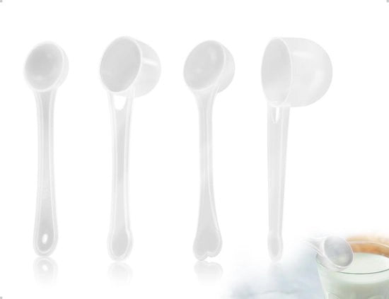Set di Cucchiai in Vetro 4 Stuks - Translucido - Con Scala - Per Cucinare/Cottura - 1g/3g/5g/10g - Materiale PP Duraturo - Cucchiaino di Precisione