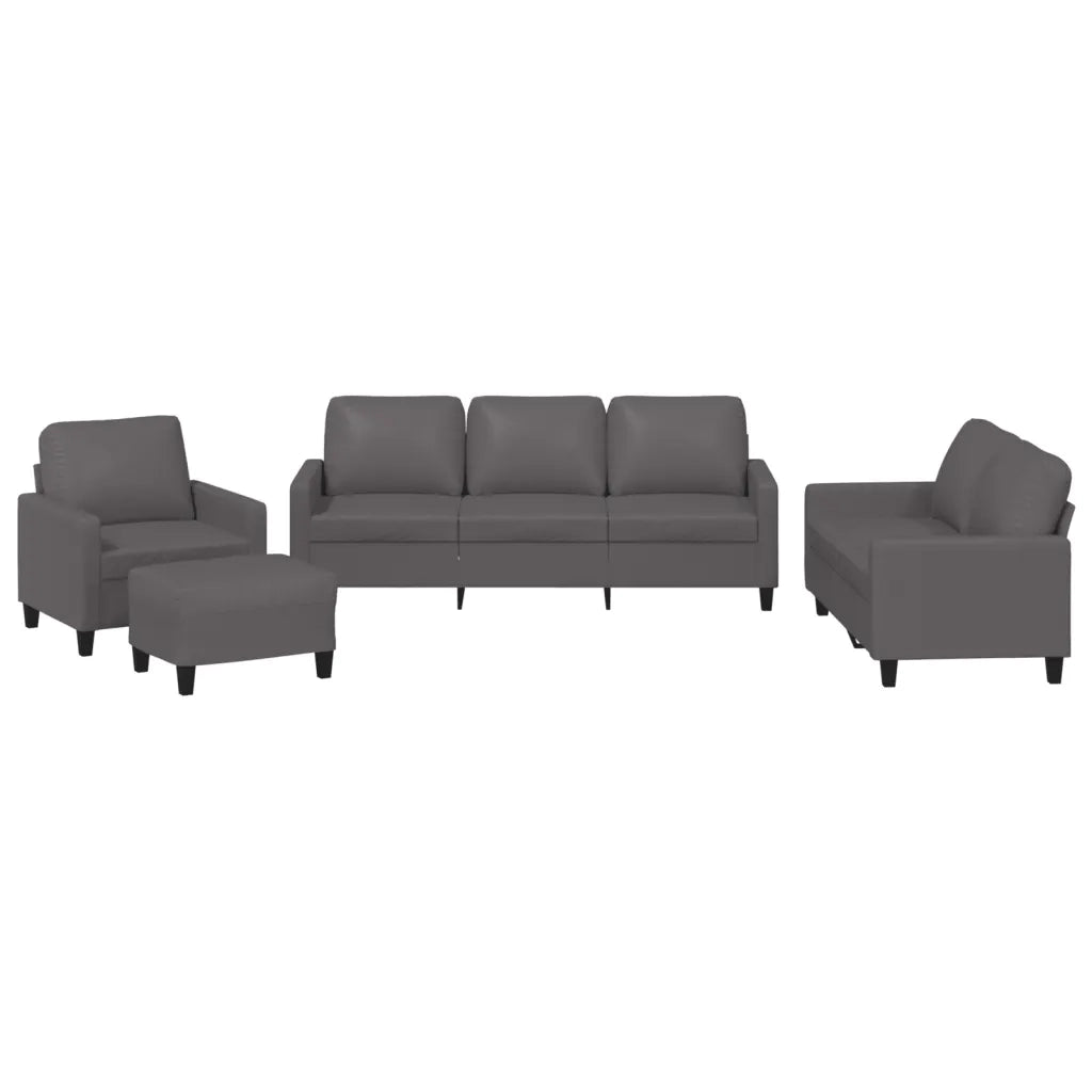 Set di Divani 4 pz con Cuscini Grigio in Similpelle