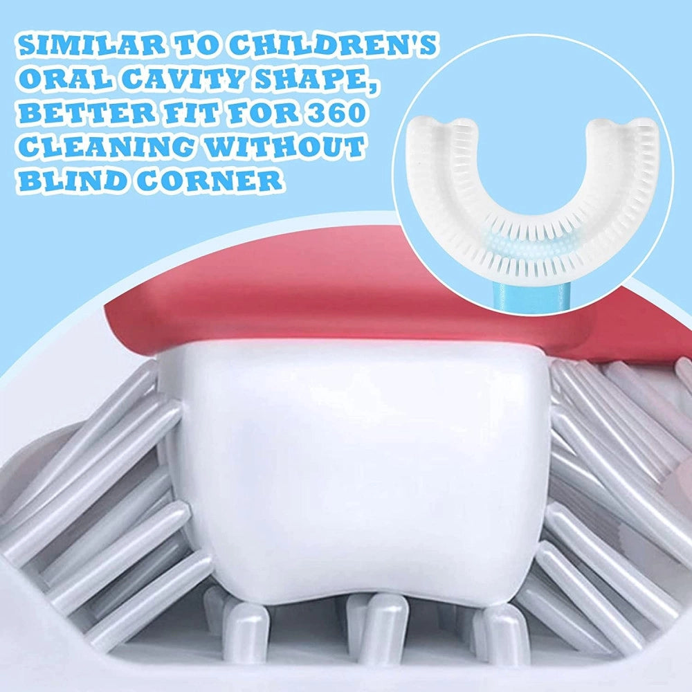 Trade Shop - 2 Pz Spazzolino Da Denti Per Bambini 2-6 Anni A Forma Di U Setole In Silicone -