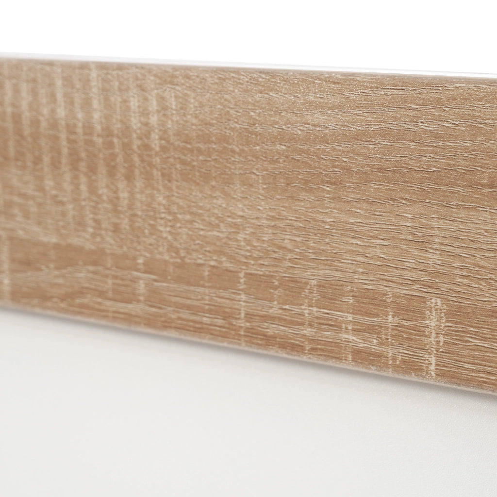 Letto Matrimoniale Letto Adulto con Testiera; 140 x 200 cm; senza Materasso; in Legno; Bianco e Rovere