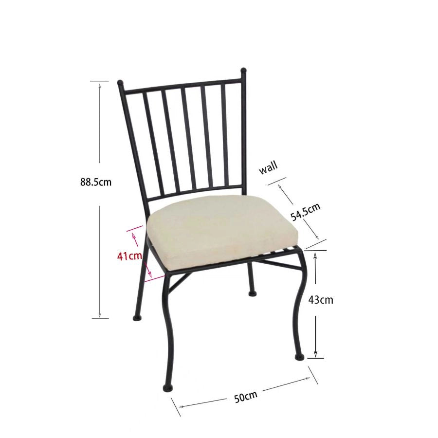 SEDIA DA GIARDINO IN METALLO SENZA BRACCIOLI CON CUSCINO MODICA 50X41X88.5 CM