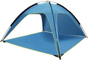 Tenda da spiaggia grande - Costruzione di montaggio rapido - Per fino a 4 persone - Ventilazione a 3 lati - Protezione solare con rivestimento argentato - Fondino rimovibile - Blu - 210x210x130cm