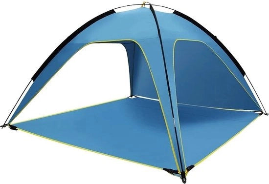 Tenda da spiaggia grande - Costruzione di montaggio rapido - Per fino a 4 persone - Ventilazione a 3 lati - Protezione solare con rivestimento argentato - Fondino rimovibile - Blu - 210x210x130cm