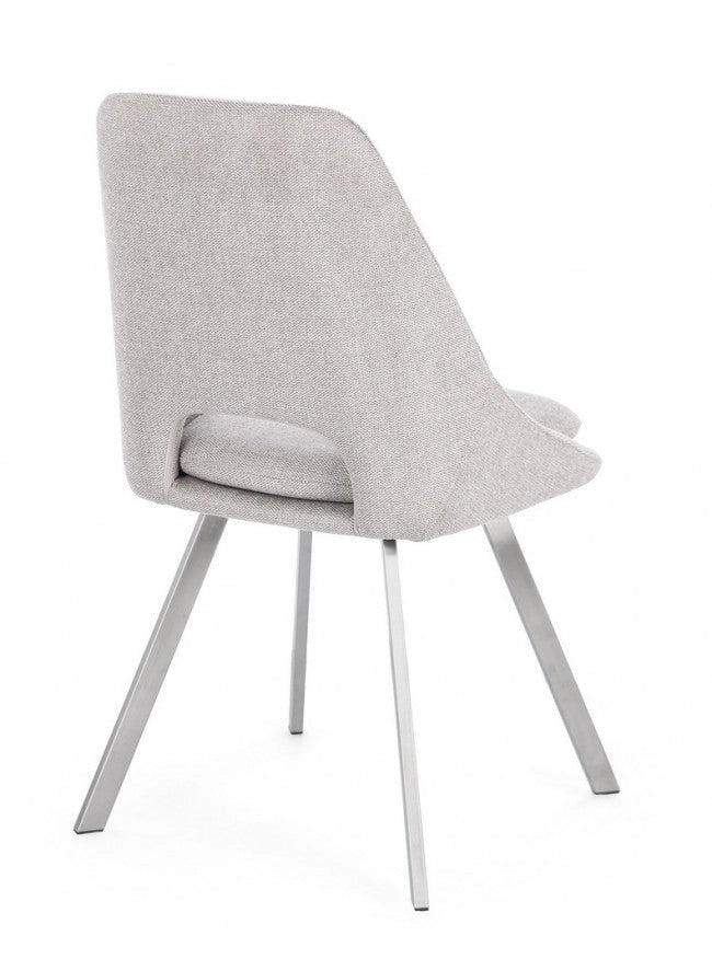 Set 2 Sedie 45x49,5x85 cm Kashar in Tessuto Grigio Chiaro