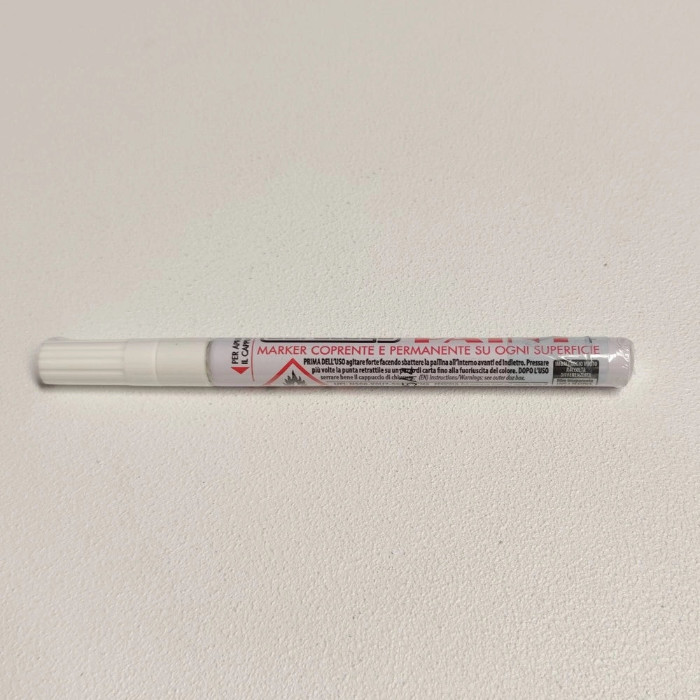 Paint pennarello colore bianco punta fine indelebile coprente permanente su ogni superficie