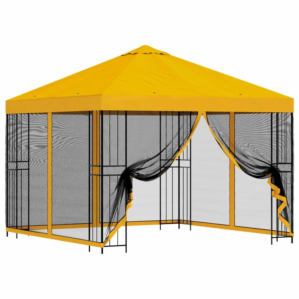 Gazebo da giardino con pareti laterali 3 x 3 m Giallo