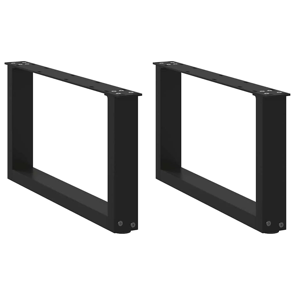Set di 2 gambe per tavolino da caffè a forma di U dal design moderno 60 x 30 cm con piedini regolabili in acciaio nero 02_0057380