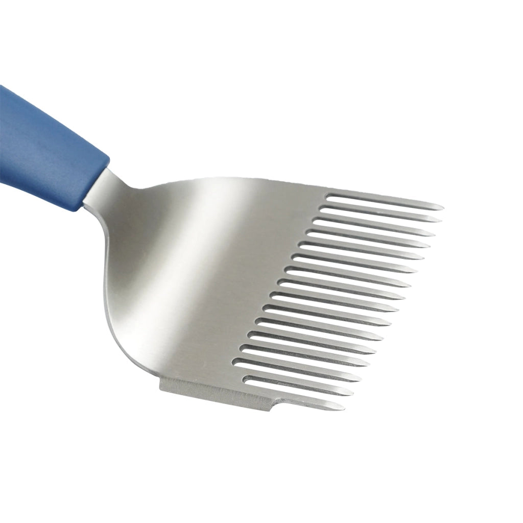Forchetta apicola per disopercolare in acciaio inox con manico in plastica, 190 mm.
