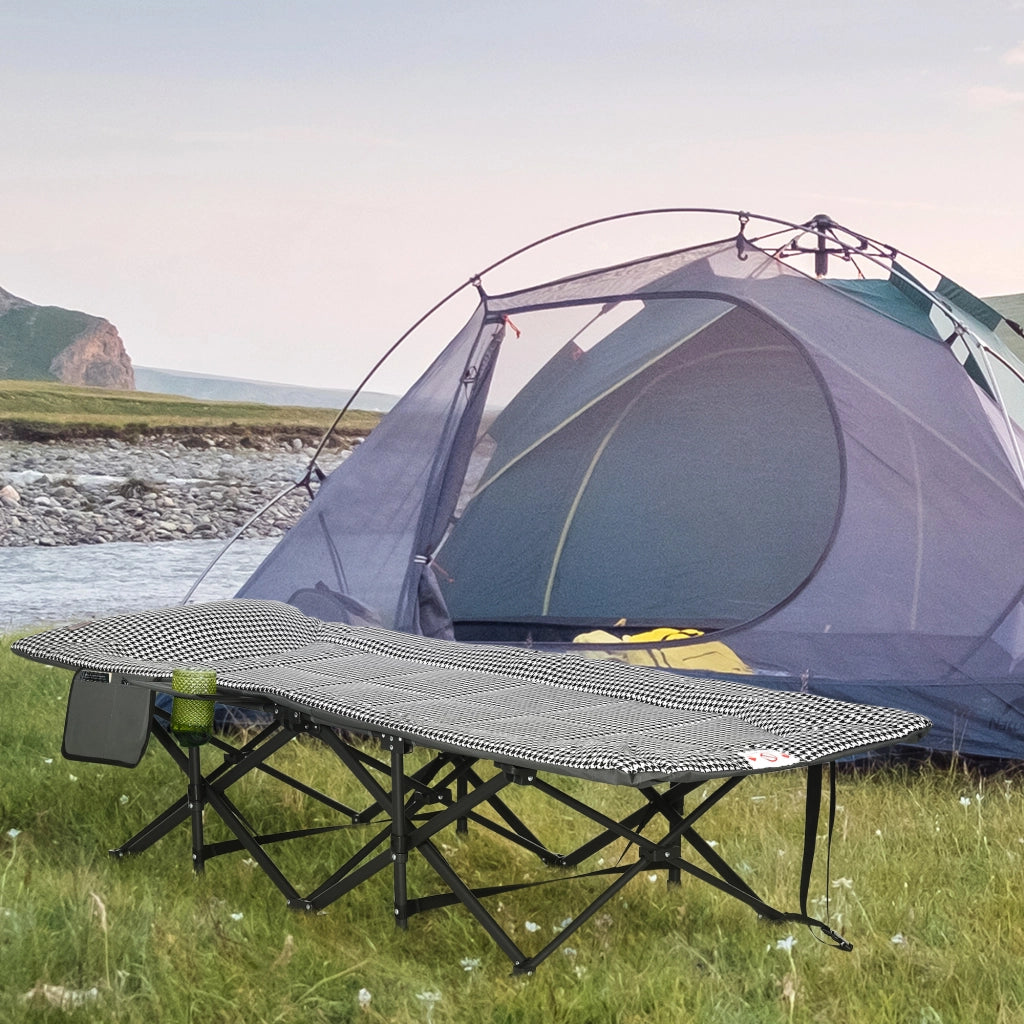 Letto da campeggio pieghevole ¨C zephmum ¨C nero con tasca laterale e portabicchieri