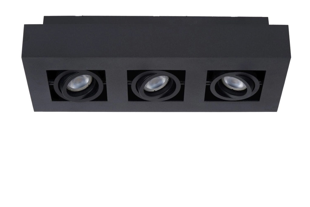 Plafoniera spot Lucide Xirax 3 luci nera dimmer GU10 2200-3000K