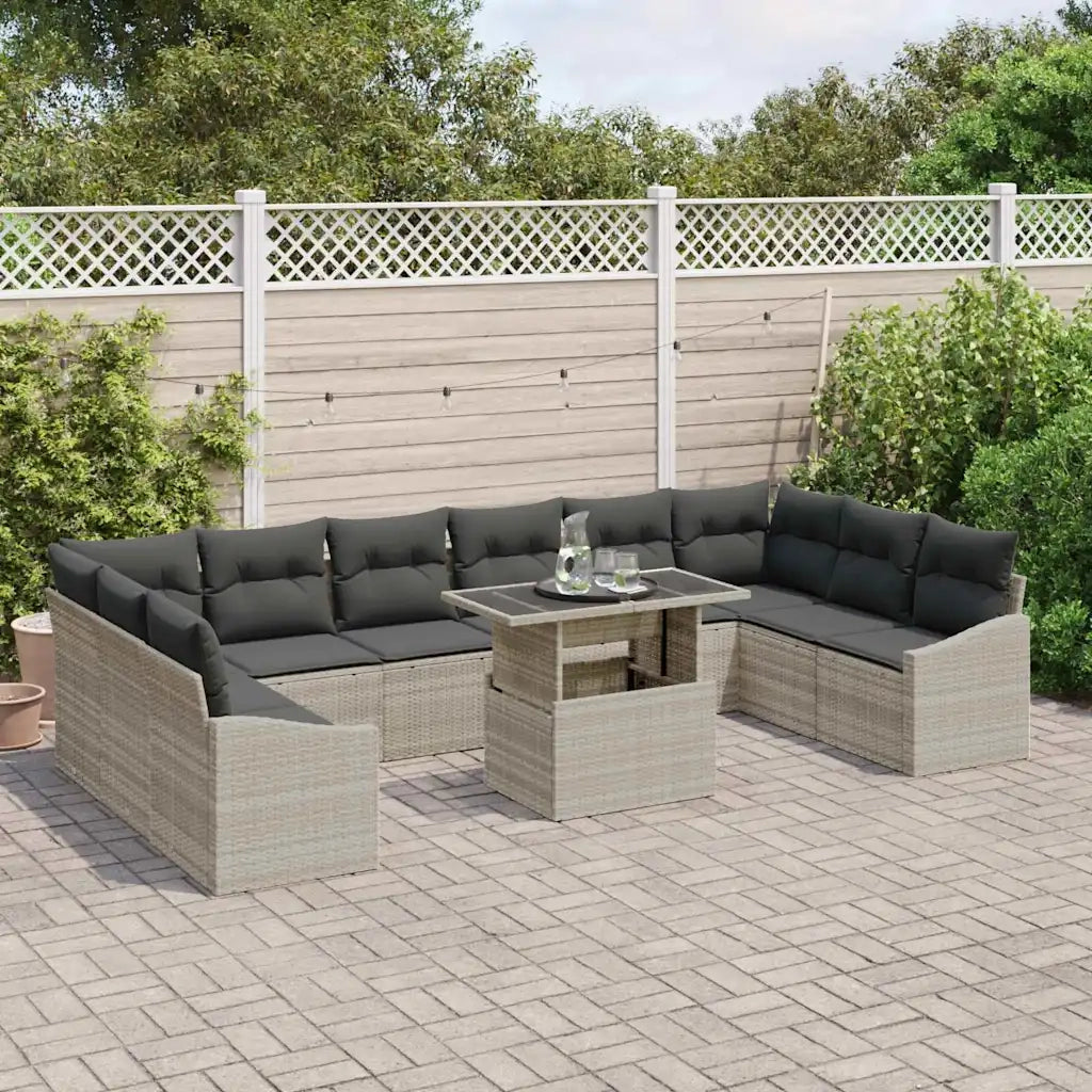 Set di divani con cuscino 11 pcs Grigio chiaro polyrattan 3349078