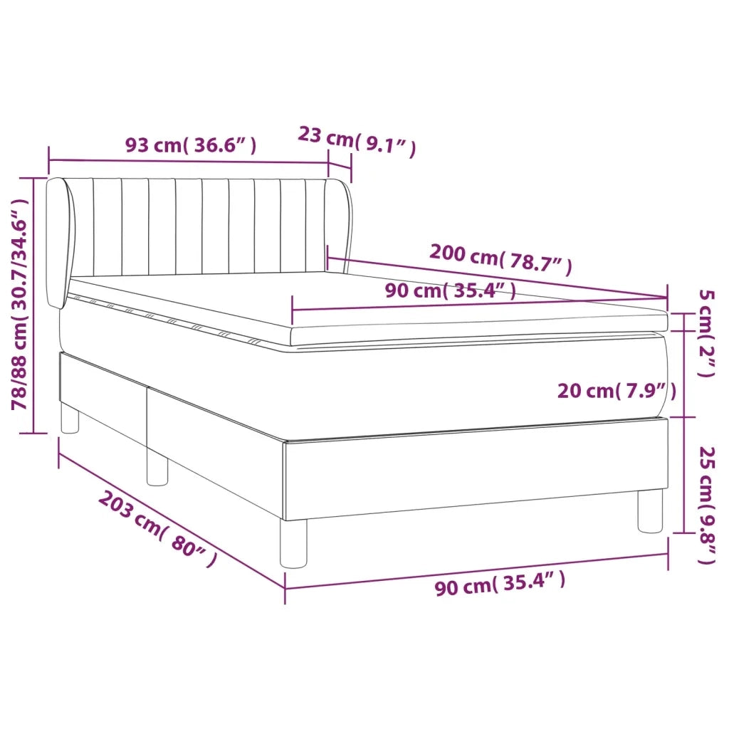 Giroletto a Molle con Materasso-Struttura Letto Tortora 90x200 cm inTessuto 862574