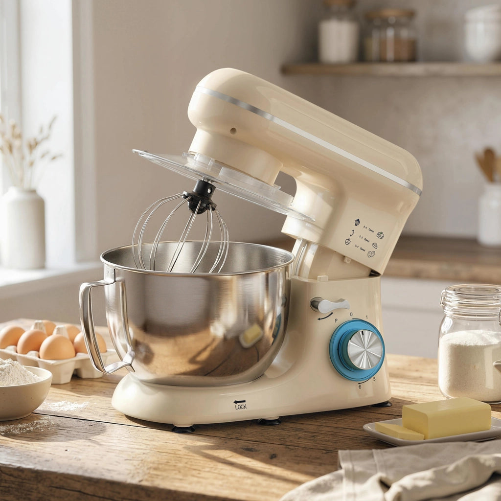 Impastatrice 4,5L 1300W 6 Velocita' ¨C zephmum ¨C Acciaio Inossidabile Beige