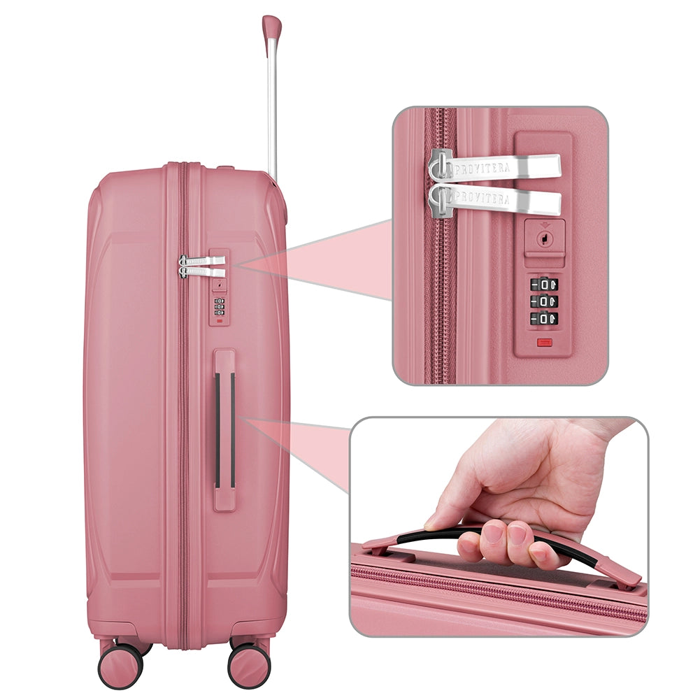 Set 3 Valigie Rigide ABS 90 59 38 Litri con Ruote Easy Roll e Lucchetto Rosa