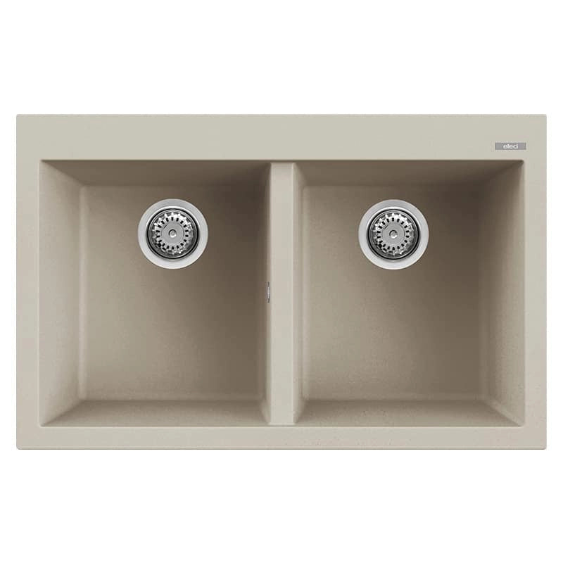 Lavello Elleci Incasso 2 vasche 79x50 Quadra 350 Keratek Plus Champagne LKQ35095