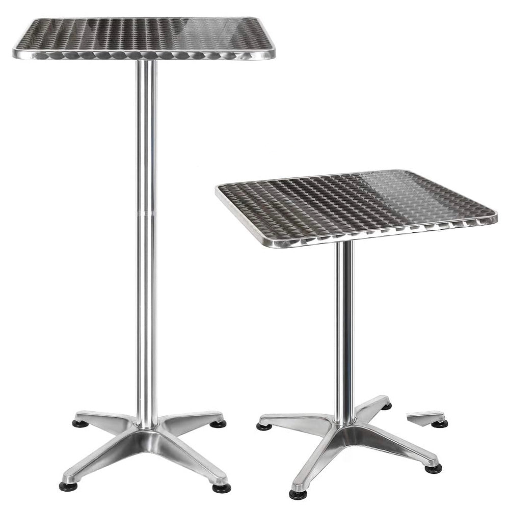 Tavolino Bar Bistrot Alto In Alluminio Quadrato 60x60x110cm Tavolo Da Giardino