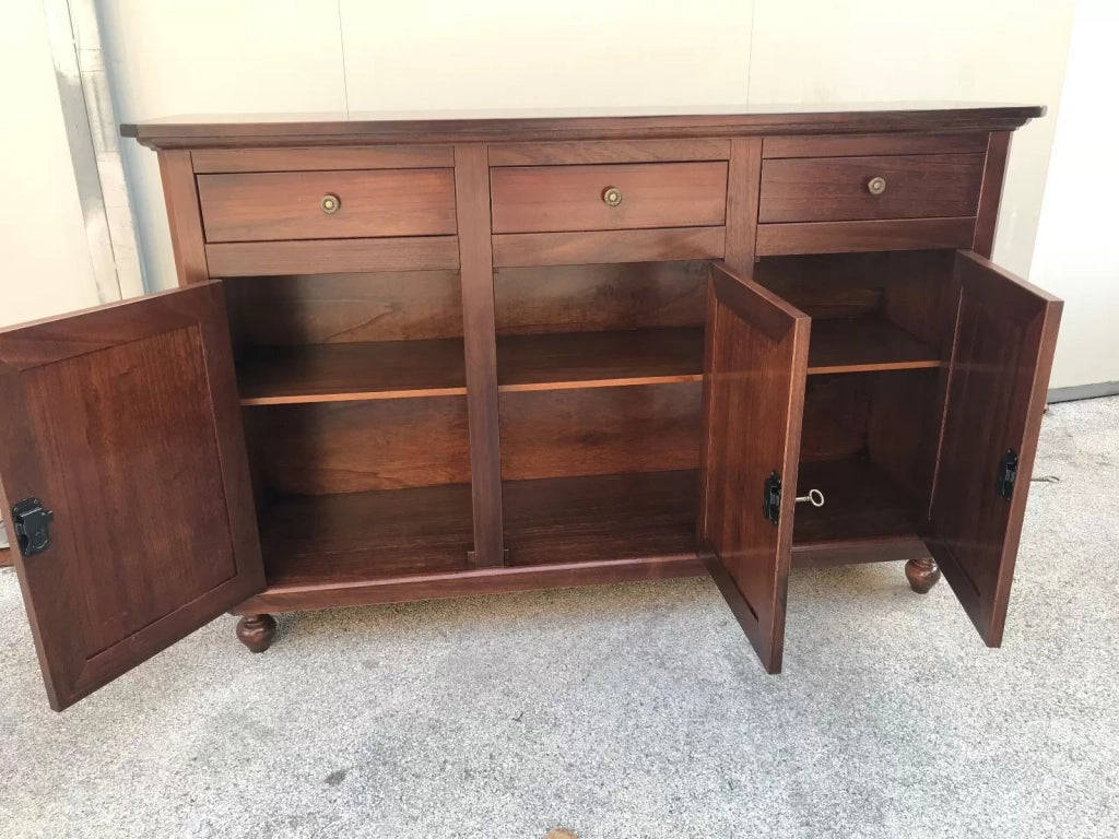 Madia credenza napoletana in legno 3 ante tinta noce 150x43x98 (506) - Mobili 2G
