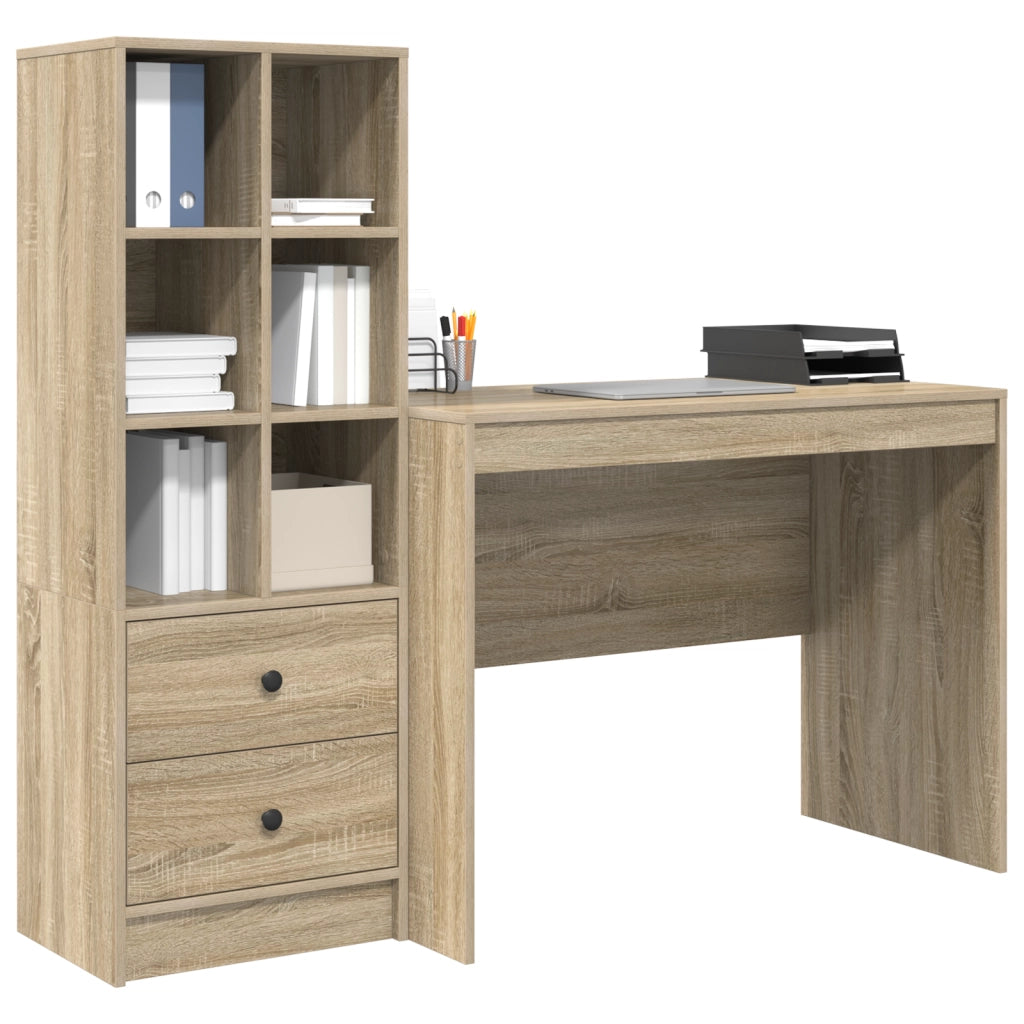 Scrivania con Spazio di Archiviazione Rovere Sonoma Legno Ingegnerizzato