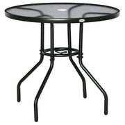 Tavolino da giardino con ombrellone e piano in vetro temperato ¨C zephmum ¨C nero 80x72 cm