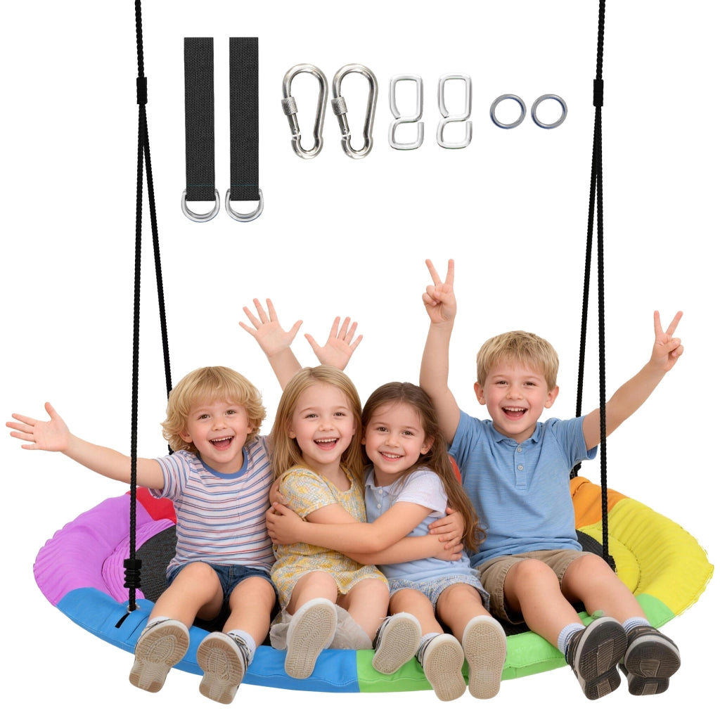 Altalena Nido per Bambini ?120 cm ¨C Xylo ¨C Altezza Regolabile Carico 300 kg Multicolore