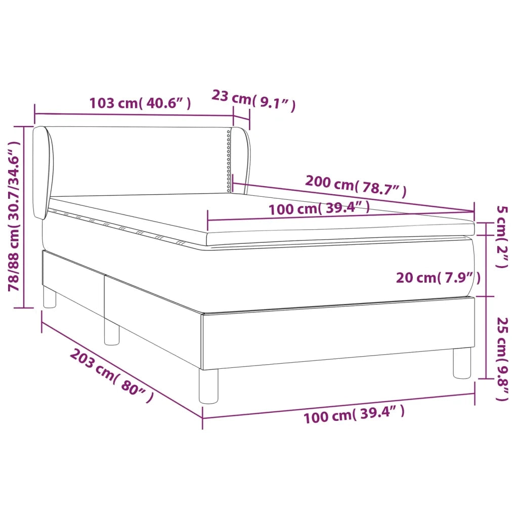 Giroletto a Molle con Materasso Marrone Scuro 100x200cm Tessuto