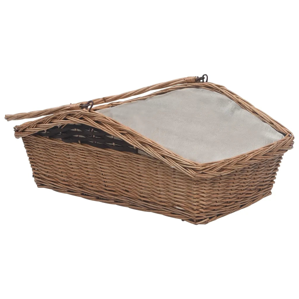 Cesta Legna da Ardere con Manico 61,5x46,5x58cm Marrone Salice 286989