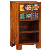 Tavolino | Tavolo laterale Floreale con cassetto Marrone 40 x 35 x 75 cm
