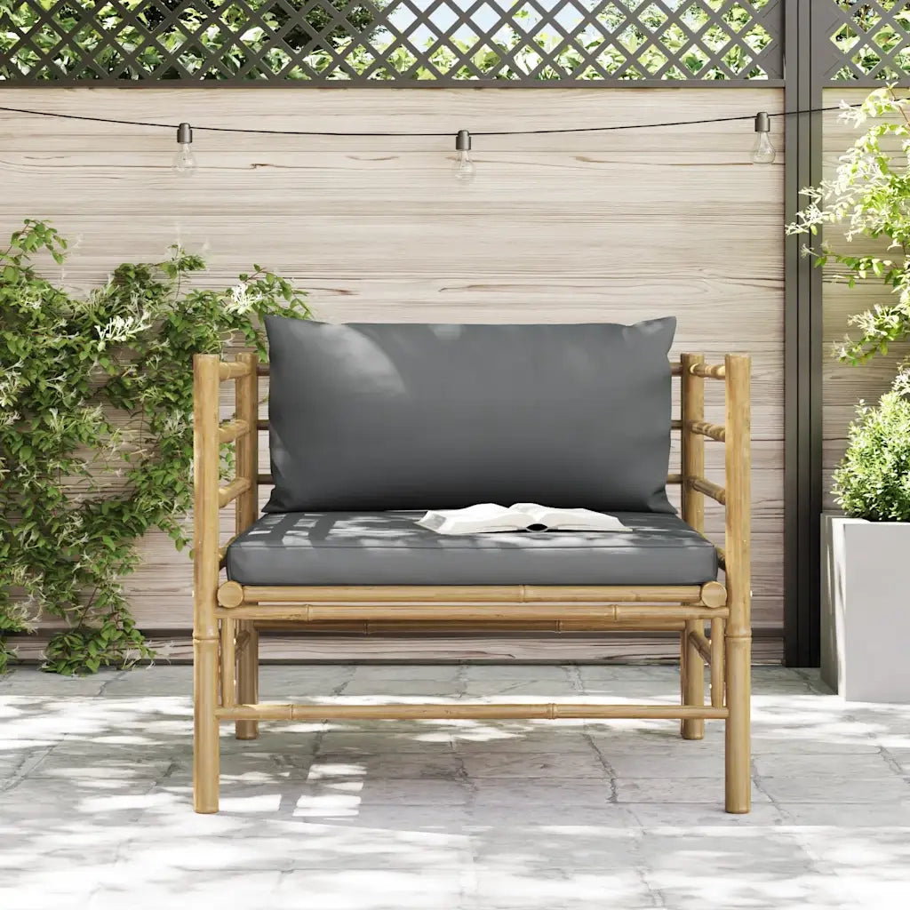 Divano da Giardino con Cuscini Grigio Scuro in BambÃ¹ cod mxl 78640