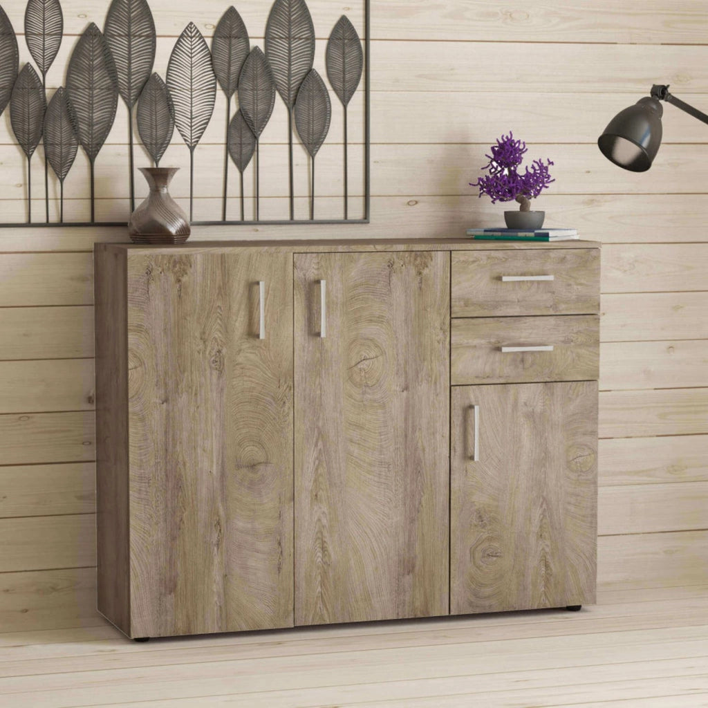 Mobile contenitivo con 3 ante e 2 cassetti di colore Rovere chiaro mod. Flexi