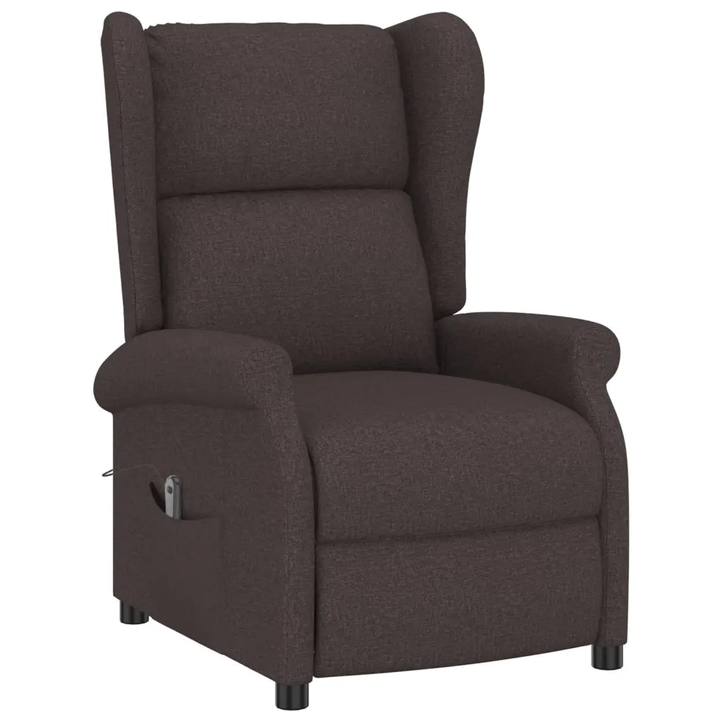 Poltrona ad Ala Reclinabile Elettrica Marrone Scuro in Tessuto 3098324