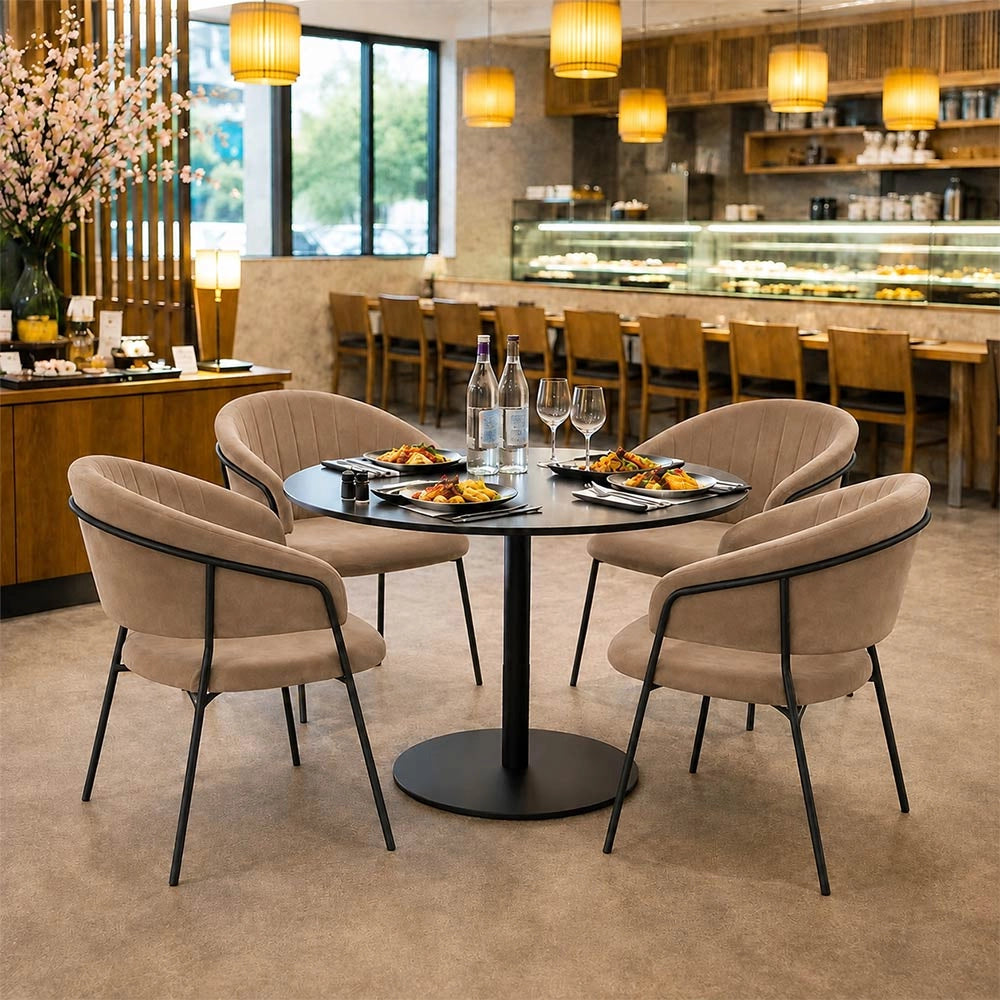 Sedie da pranzo set da 2 Aurelia in velluto grigio tortora con gambe nere