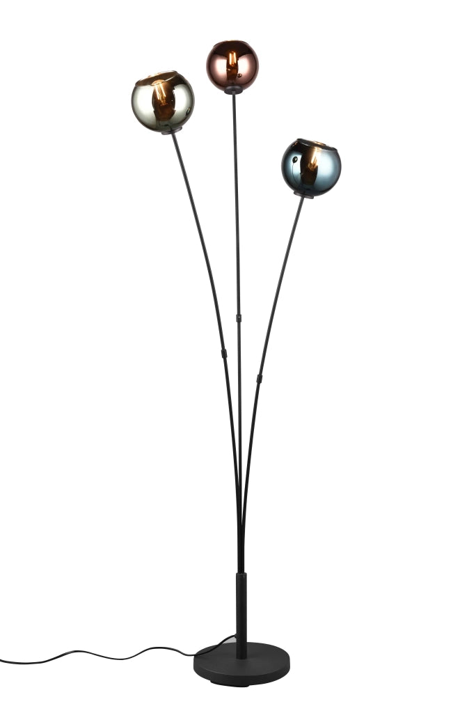 Piantana 3 luci, metallo e vetro, multicolor effetto fumé, H 150 cm, Sheldon