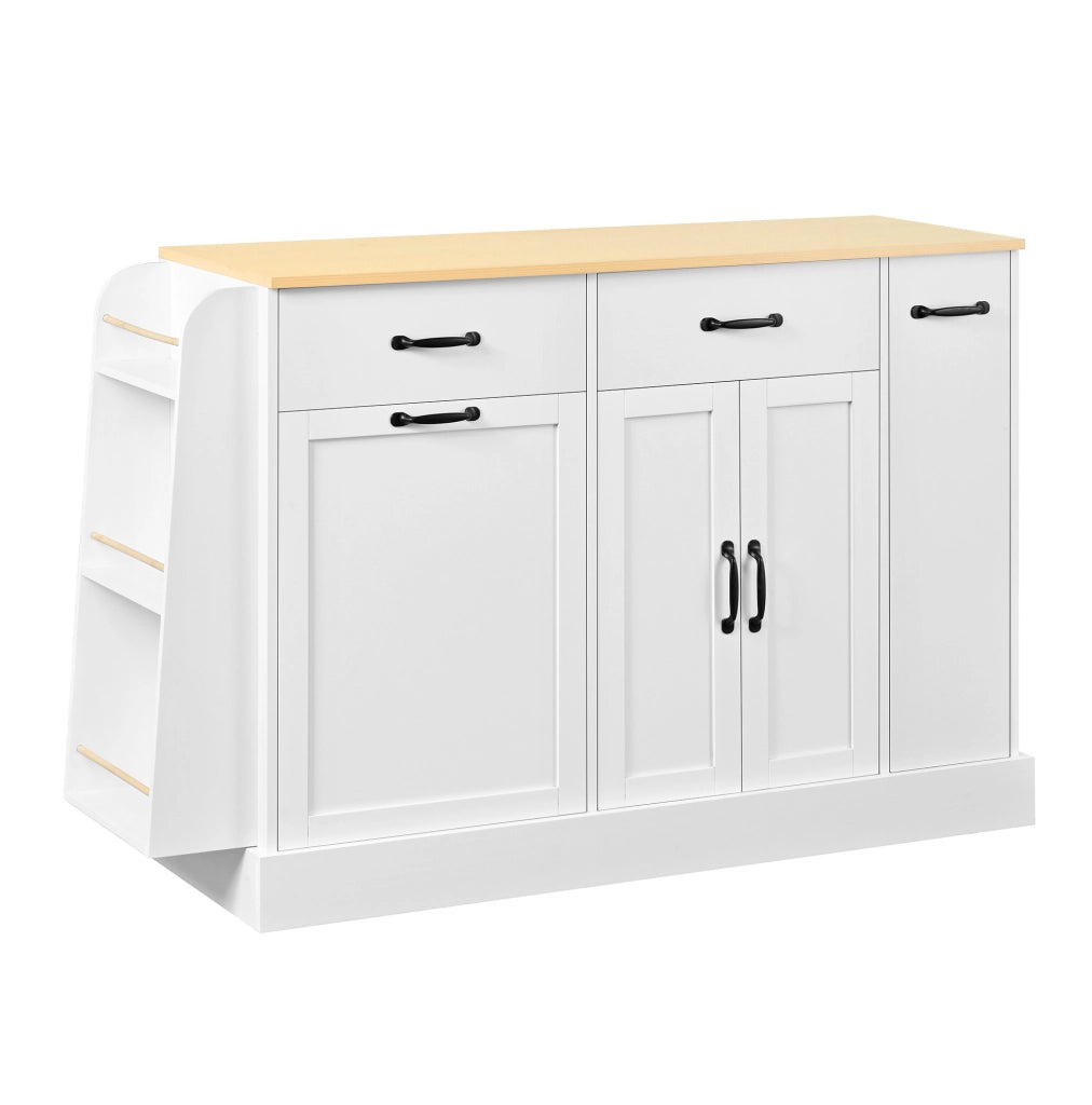 Credenza bianca e naturale in MDF con ante; cassetto e ripiani regolabili
