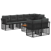 Set di divani da esterno 9 pcs Nero e Grigio scuro Poliestere 3437515