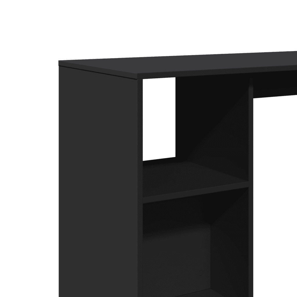 Tavolo Bar con Ripiano Nero 124x46x103,5 cm Legno Multistrato