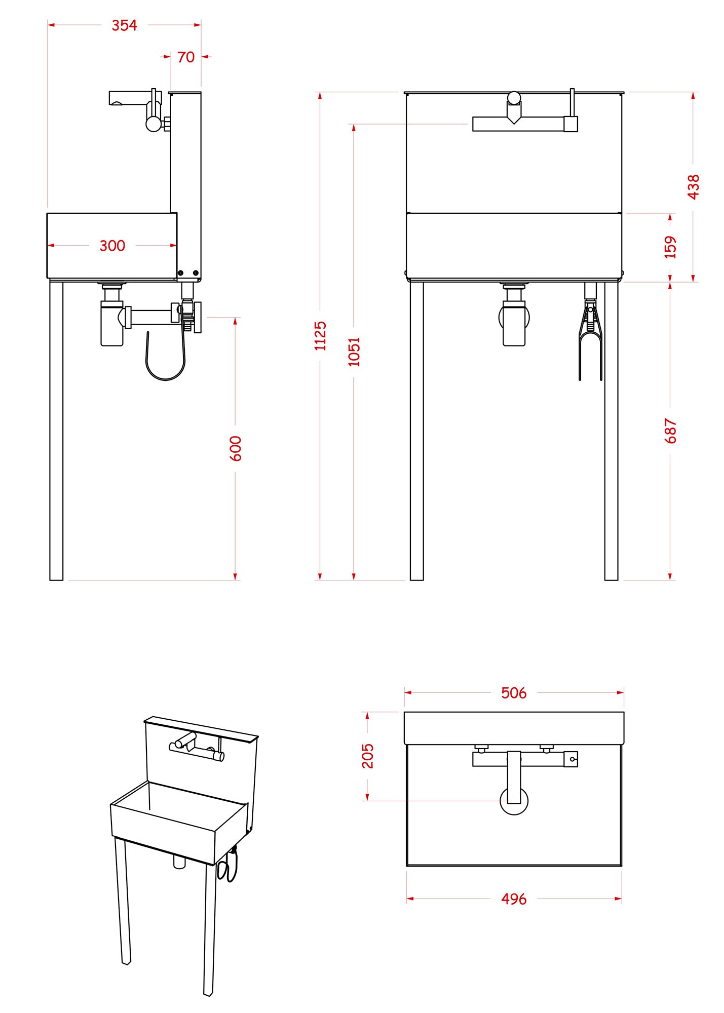 Lavandino a Parete da Giardino con Miscelatore e Doppio Rubinetto Belfer 42/PRLM Antracite