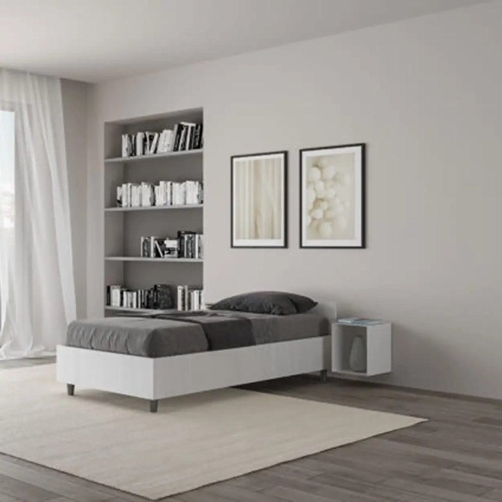 Letto singolo senza rete 80x200 bianco frassino Nuamo