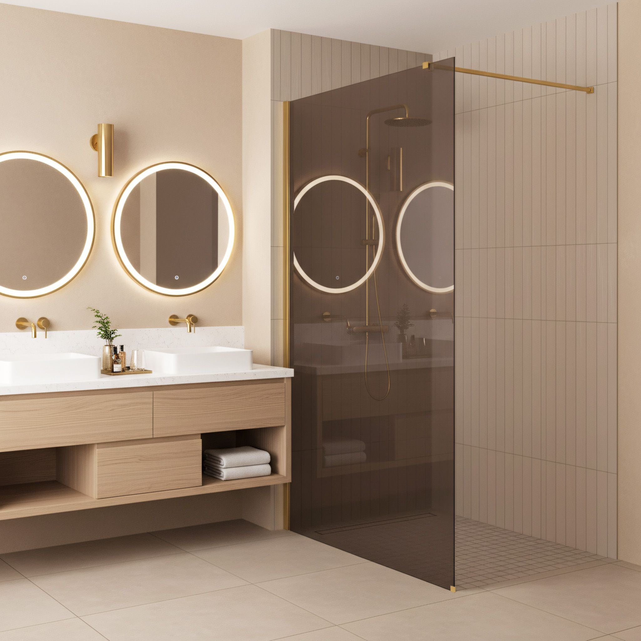 Parete Doccia Rea Flexi Brown / Gold 140