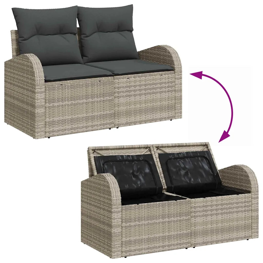 Set Divano da Giardino 3 pz-Sofa da Giardino-Divanetto da esterno Grigio chiaro Poly Rattan 332999