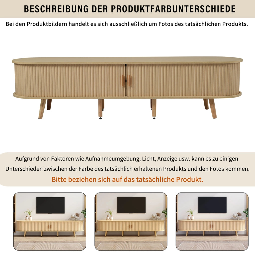 Set mobile TV e tavolino in MDF noce chiaro con contenitore